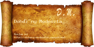 Dohány Modeszta névjegykártya